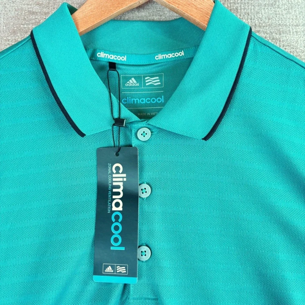 BRAND NEW Adidas Golf Mens Climacool Club Tipped Polo Shirt Teal Green M NWT